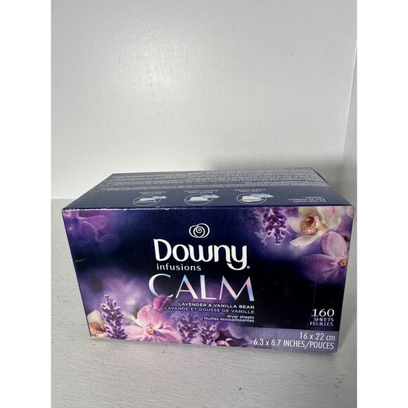 Downy Infusions Calm Dryer Sheets Lavender & Vanilla Bean 160 Count 6.3x8.7 Inch - Picture 2 of 3